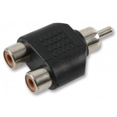 Twin RCA Phono Socket to Single RCA Phono Plug Combiner / Splitter Adaptor